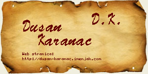 Dušan Karanac vizit kartica
